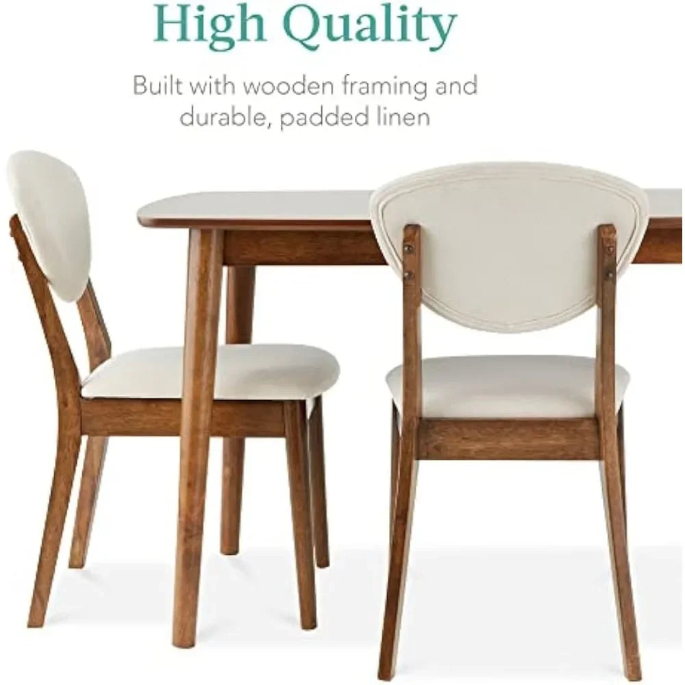 5-Piece Dining Set, Compact Mid-Century Modern Table & Chair Set for Home, Apartment w/ 4 Chairs, Padded Seats & Backrests