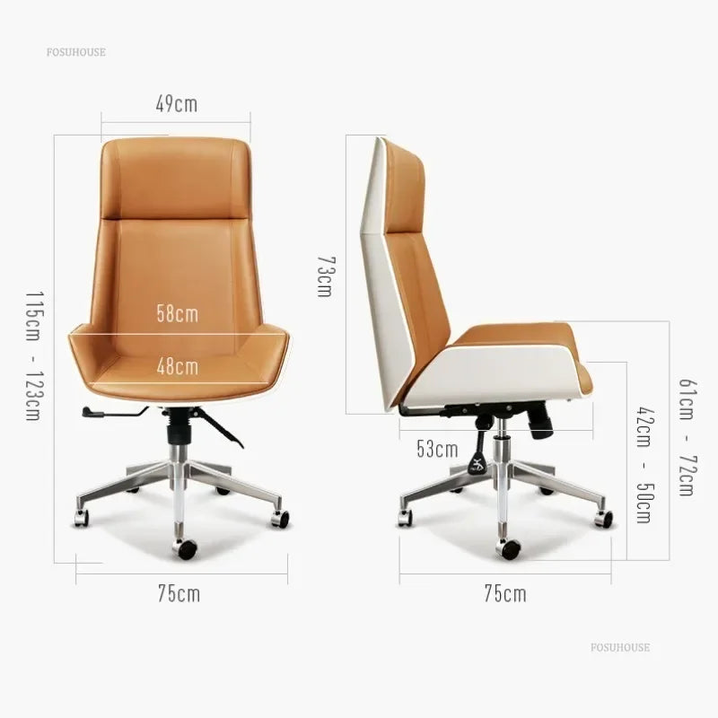 Modern light Luxury Leather Computer Chair Lift Swivel Gamer Chair Home Wooden High Back Office Chairs Ergonomic executive chair