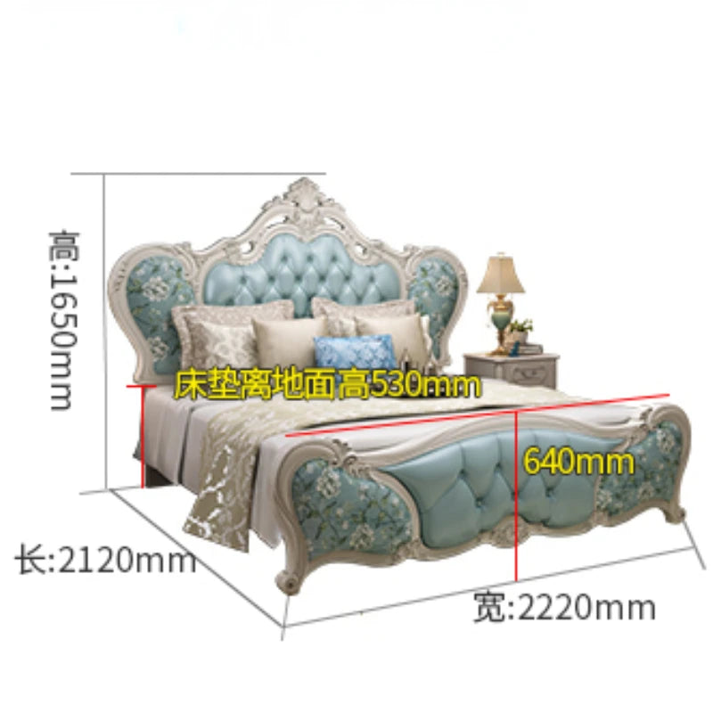 High End Nordic Double Bed Designer King Size Castle Luxury Twin Bed Frame Headboard Multifunctional Literas Household Items