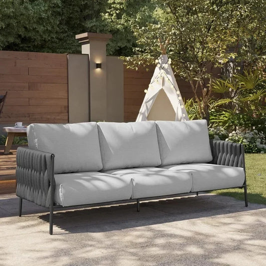 Outdoor Sofa,  Furniture with Waterproof Thick Cushions, Modern Patio Sofa Deep Seating for  Garden Blackyard