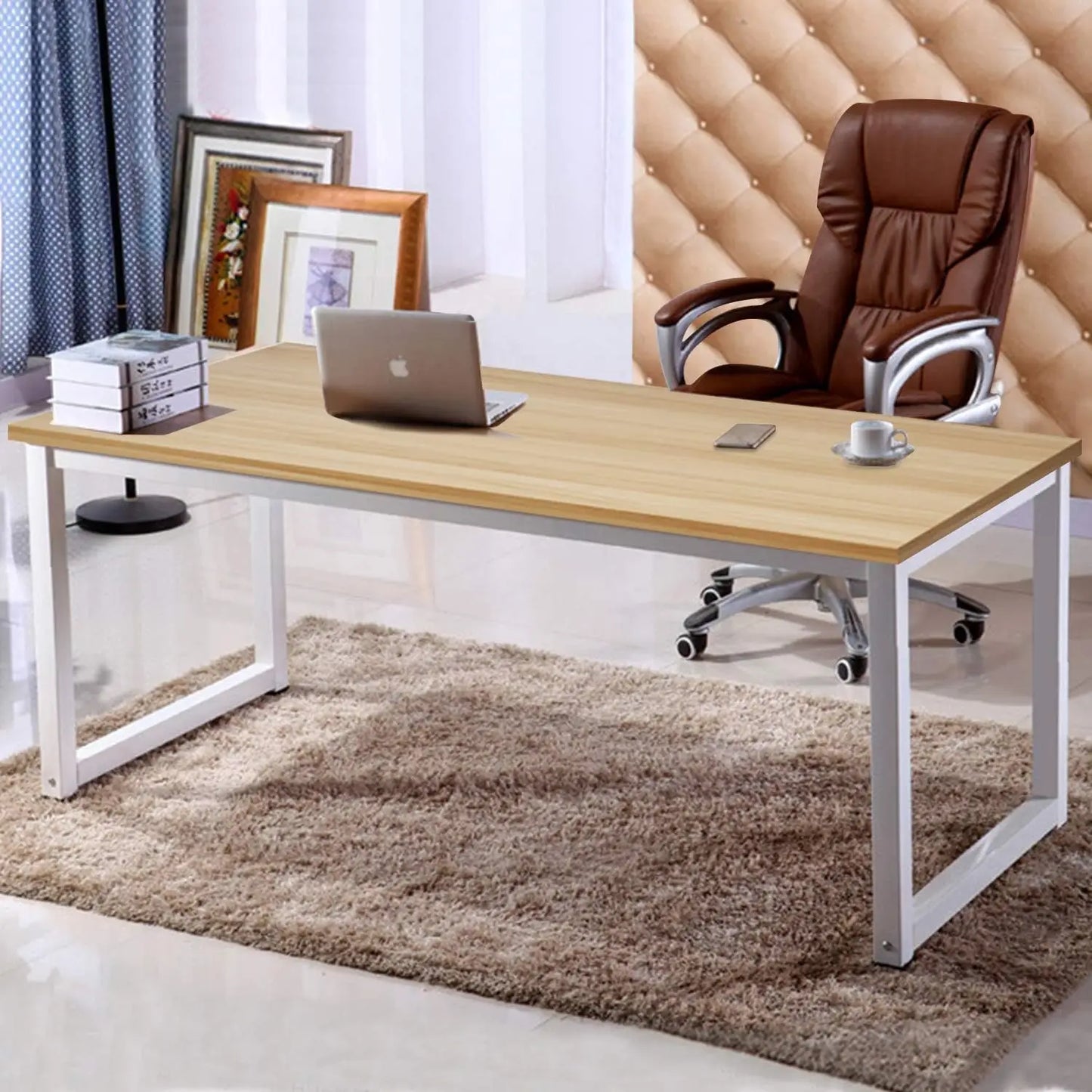 NSdirect 63" Computer Desk,Large Home Office Desk Wide Workstation 1 Inch Thicker Tabletop for Writing,Games and Home Work