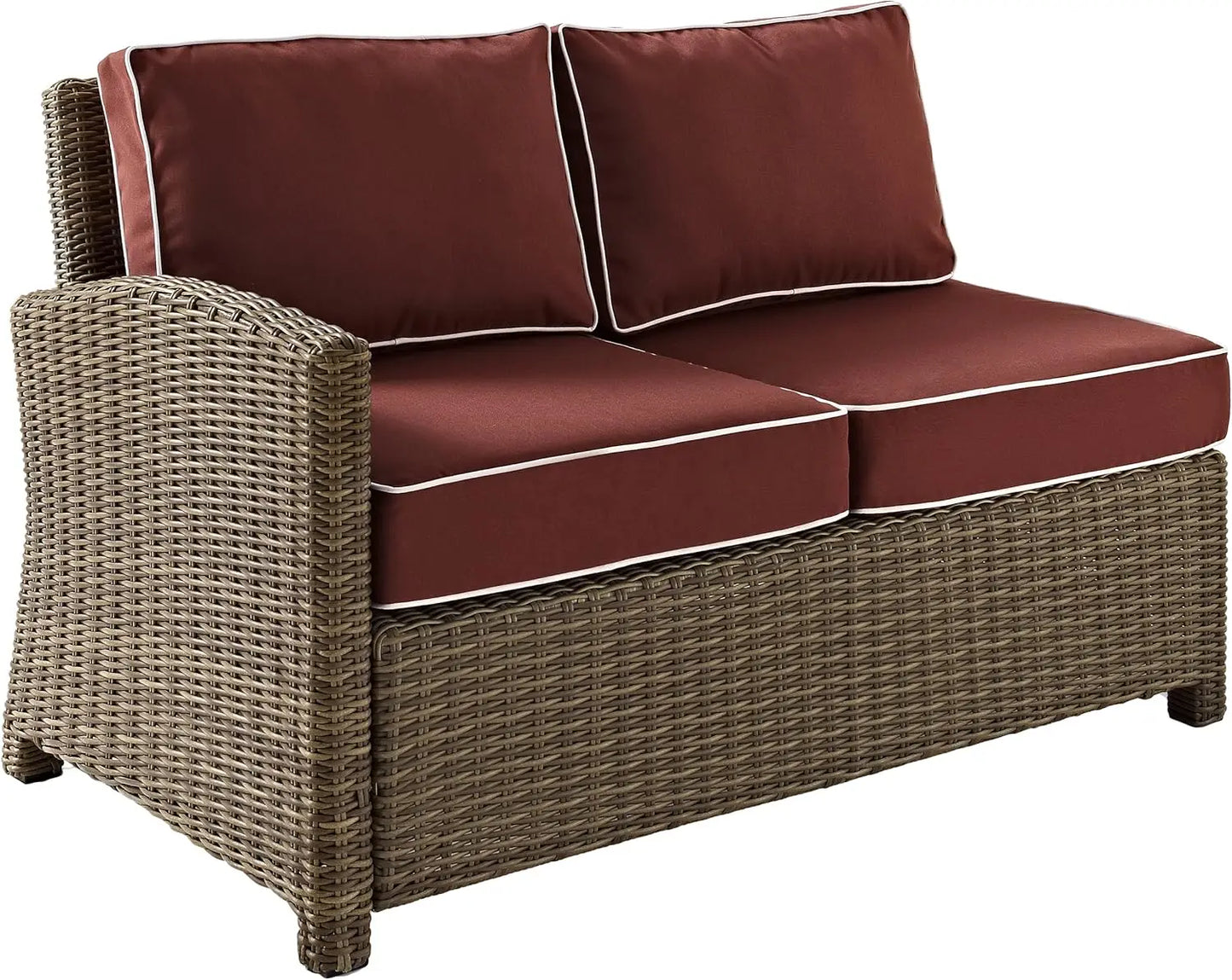 KO70019WB-SG Bradenton Outdoor Wicker 4-Piece Sectional Set (2 Loveseats, Corner Chair, Coffee Table)