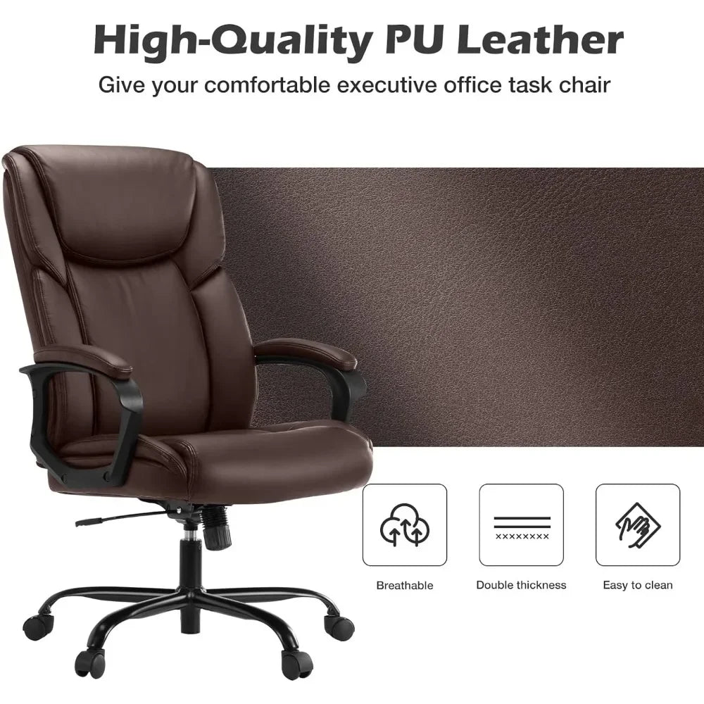 Office Chair - Ergonomic home computer desk chair with wheels, lumbar support, PU leather,adjustable Office Chairs