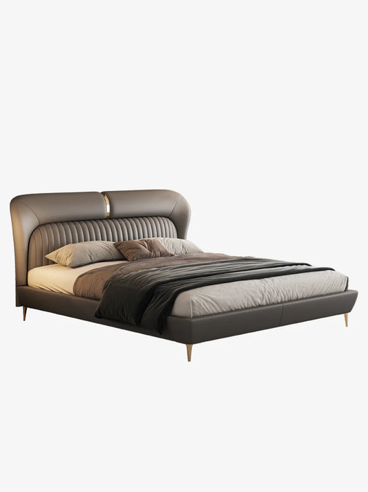 Leather bed is light and luxurious, modern and simple, with master bedroom and double soft bed. Italian minimalist design bed.