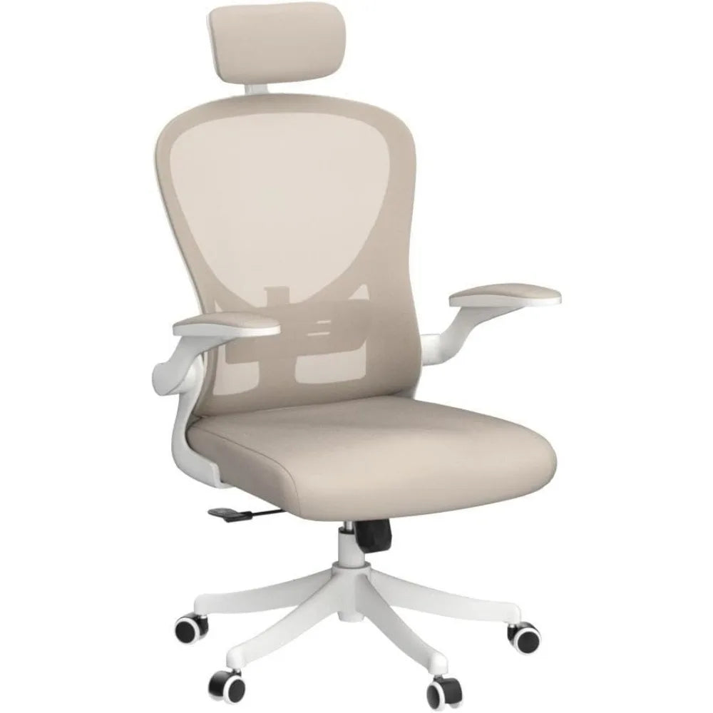 Ergonomic office chair, home office chair with flip armrest and lumbar support pad, high back computer chair with thickened pad