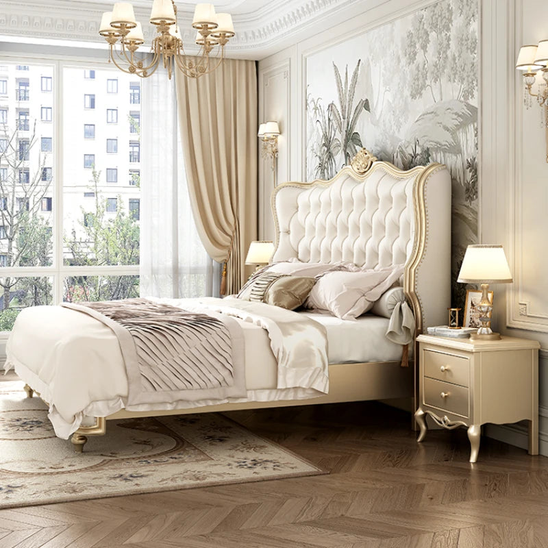 Light Luxury Double Bed French Princess Modern Crown Double Bed Master Bedroom Camas De Dormitorio Furniture Home