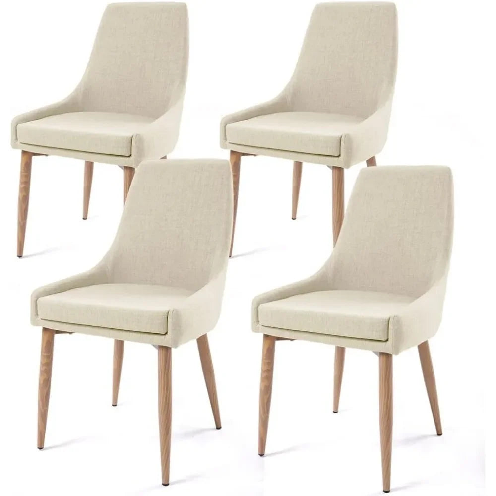 Dining Chairs Set of 4,  Accent Chair with High Back, Upholstered Comfy  Dining Chairs Kitchen and Dining Room Metal Leg Chair