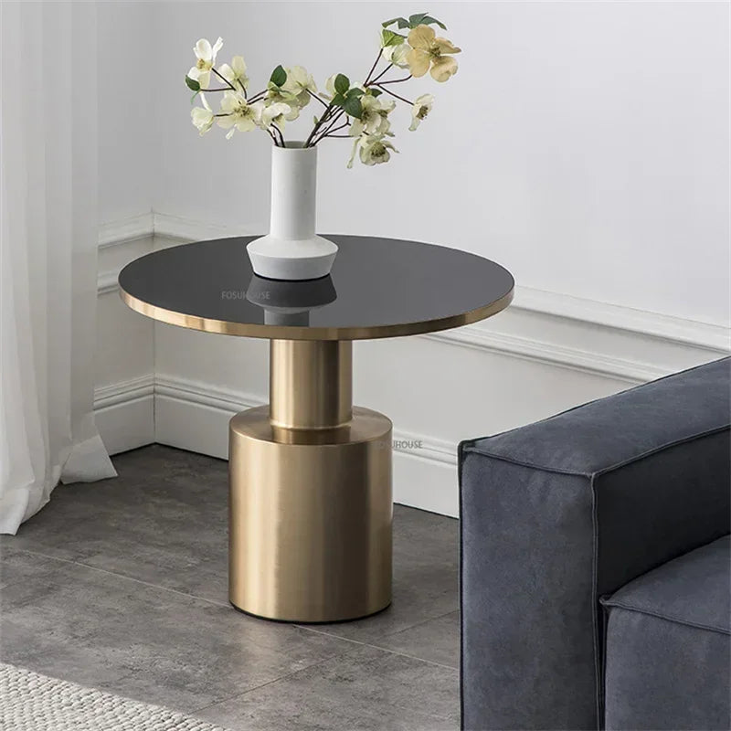 Nordic Luxury Metal Gold Coffee Table Side Modern Simple Coffee Tables Round Glass Living Room Stolik Kawowy Home Furniture