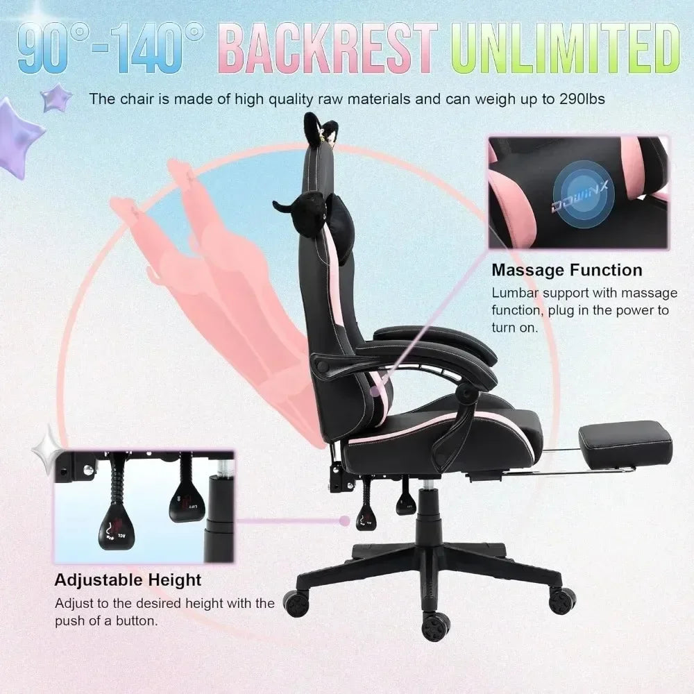 Mobile ErgonomicChair for Home Gaming Gamer Relaxing Backrest Reclining Office Furniture,Computer Arm Chair on Wheels Furniture