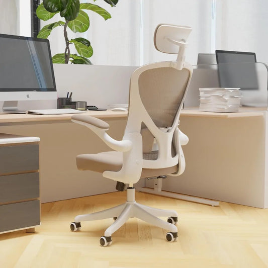 Ergonomic office chair, home office chair with flip armrest and lumbar support pad, high back computer chair with thickened pad