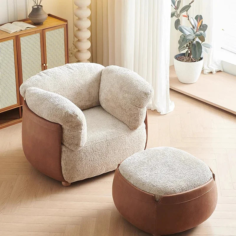 Designer White Chair Small Reading Space Lazy Comfy Chair Accent Beaty Sillones Para Sala De Estar Living Room Furniture