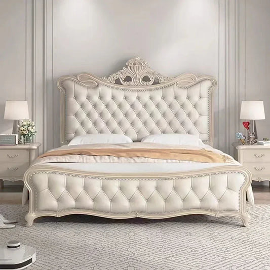 High End Villa Double Bed Designer Modern Whitr Full Size Twin Bed Frame Platform Safe Castle Cama De Casal Nordic Furniture