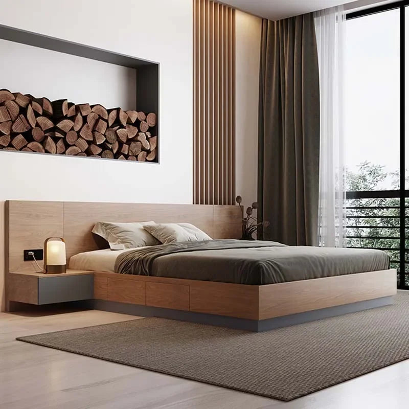 Nordic Designer Double Bed Headboard Luxury Loft Queen Home Double Bed Floor Modern Letto Matrimoniale Bedroom Furniture