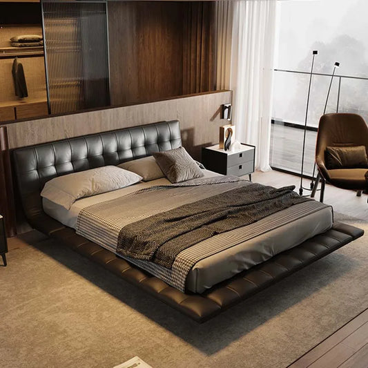 Black Style Double Bed Designer Italian Loft Design Luxury Double Bed Full Size Sleeping Letto Matrimoniale Bedroom Furniture