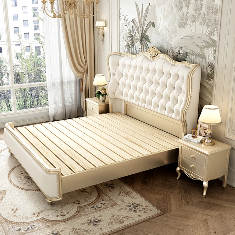 Light Luxury Double Bed French Princess Modern Crown Double Bed Master Bedroom Camas De Dormitorio Furniture Home