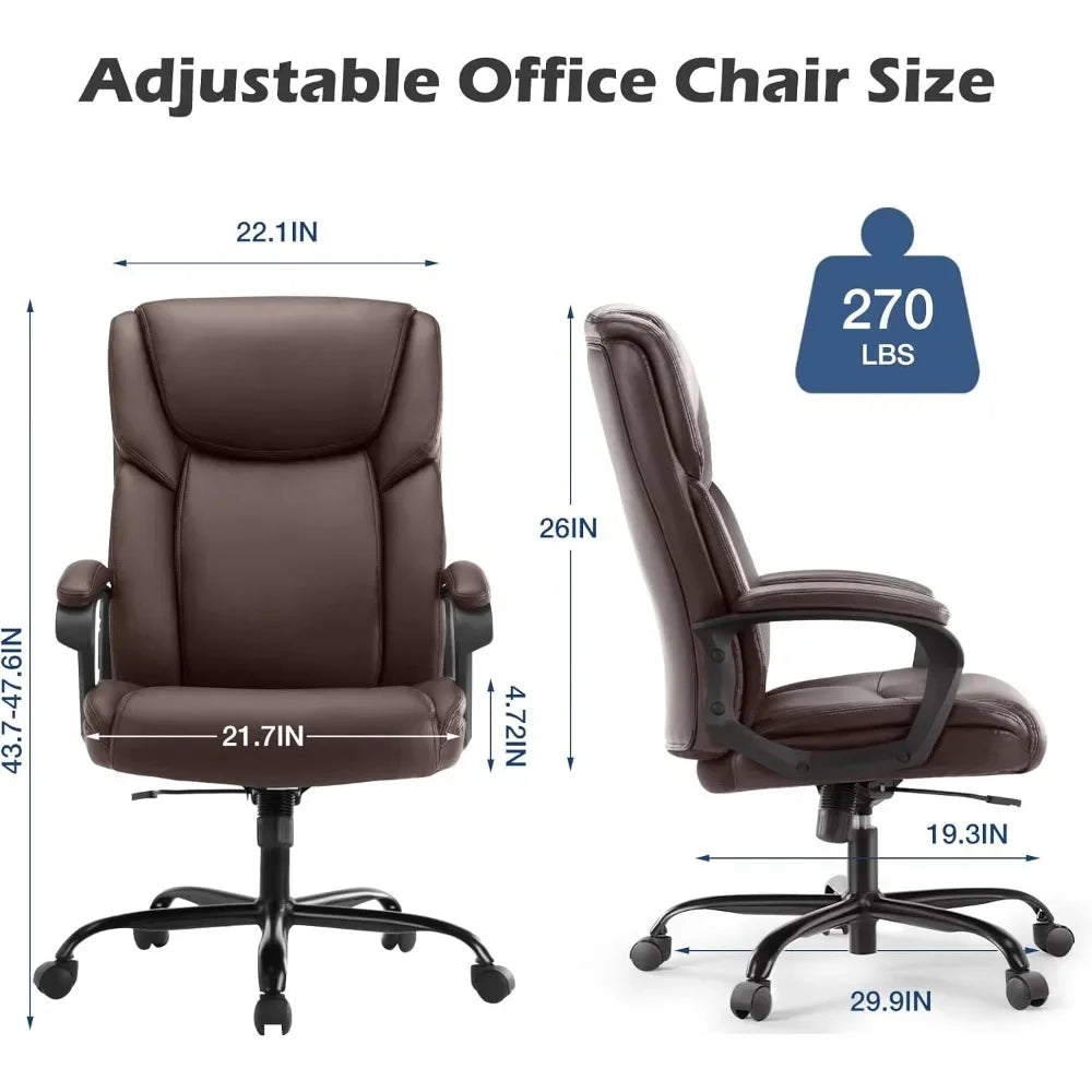 Office Chair - Ergonomic home computer desk chair with wheels, lumbar support, PU leather,adjustable Office Chairs