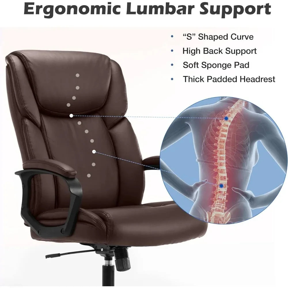 Office Chair - Ergonomic home computer desk chair with wheels, lumbar support, PU leather,adjustable Office Chairs