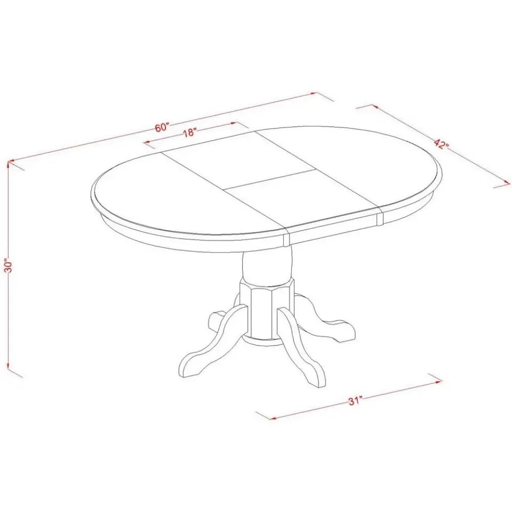 Dining Room Furniture Set  Consist of an Oval Kitchen Table with Butterfly Leaf and 6 Linen Fabric Upholstered Chairs